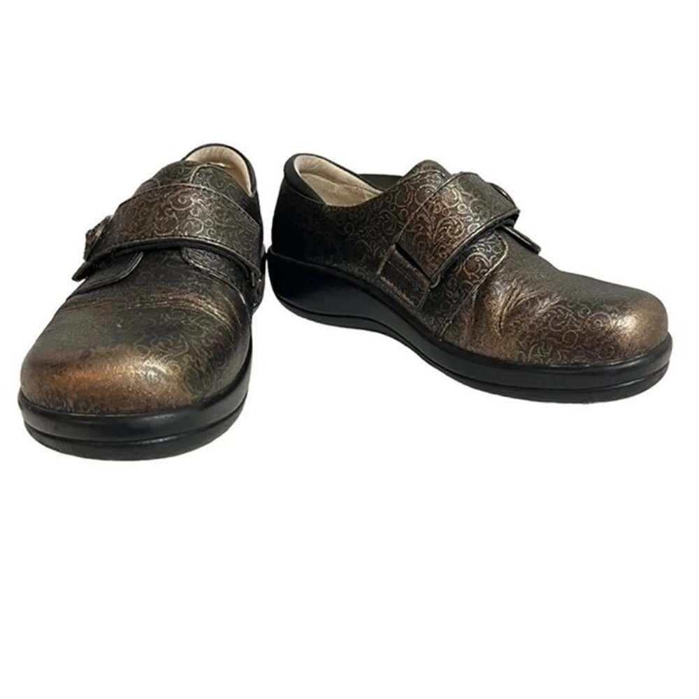 50% off! Alegria shoes women's 36 US 6-6.5 gold bronze leather slip on clogs hoo